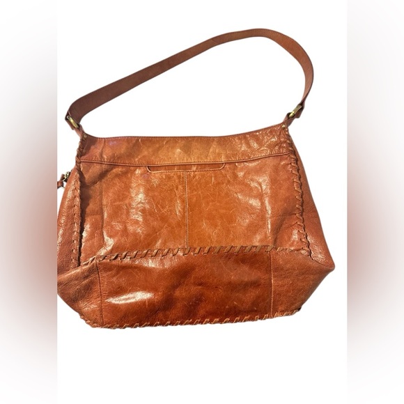 Hobo‎ Originals Brown Leather Shoulder Bag Magnetic Top Zipper Side Pocket - Picture 1 of 8